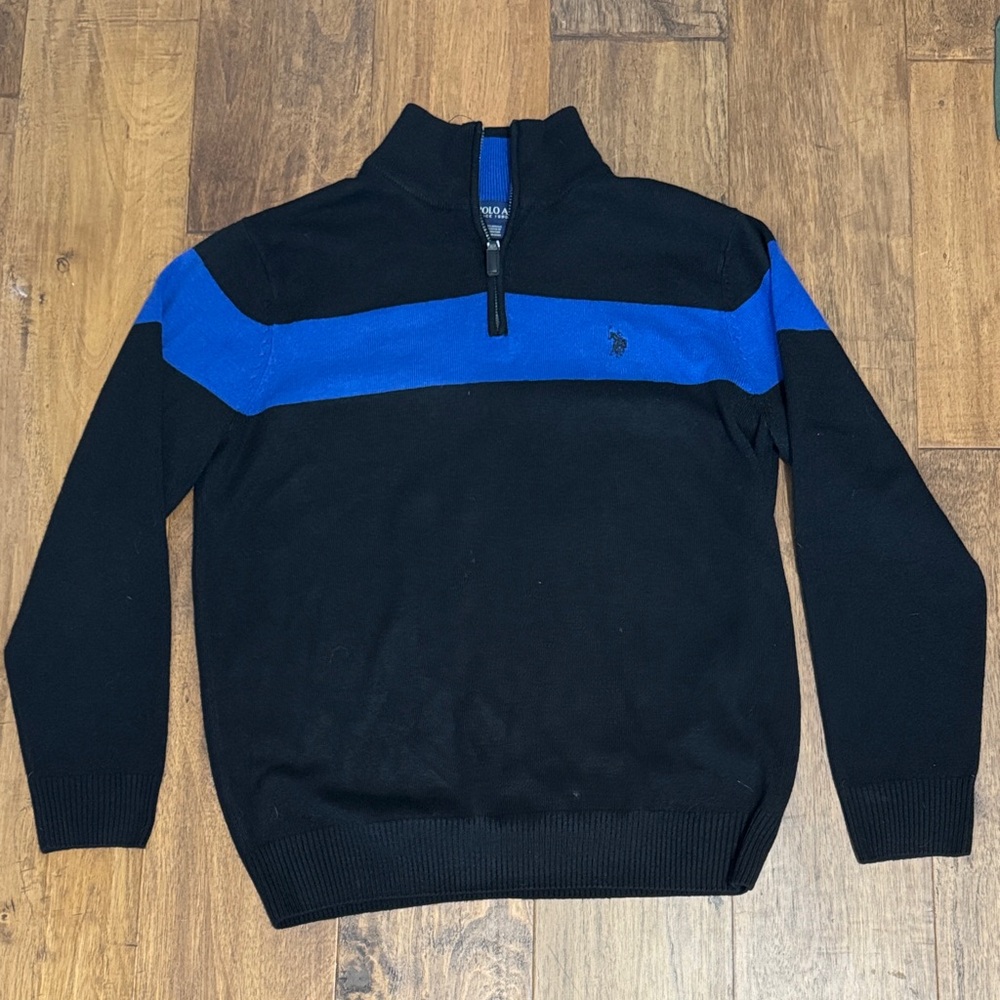 U.S. Polo Assn. Black and Blue Zip Up Sweater